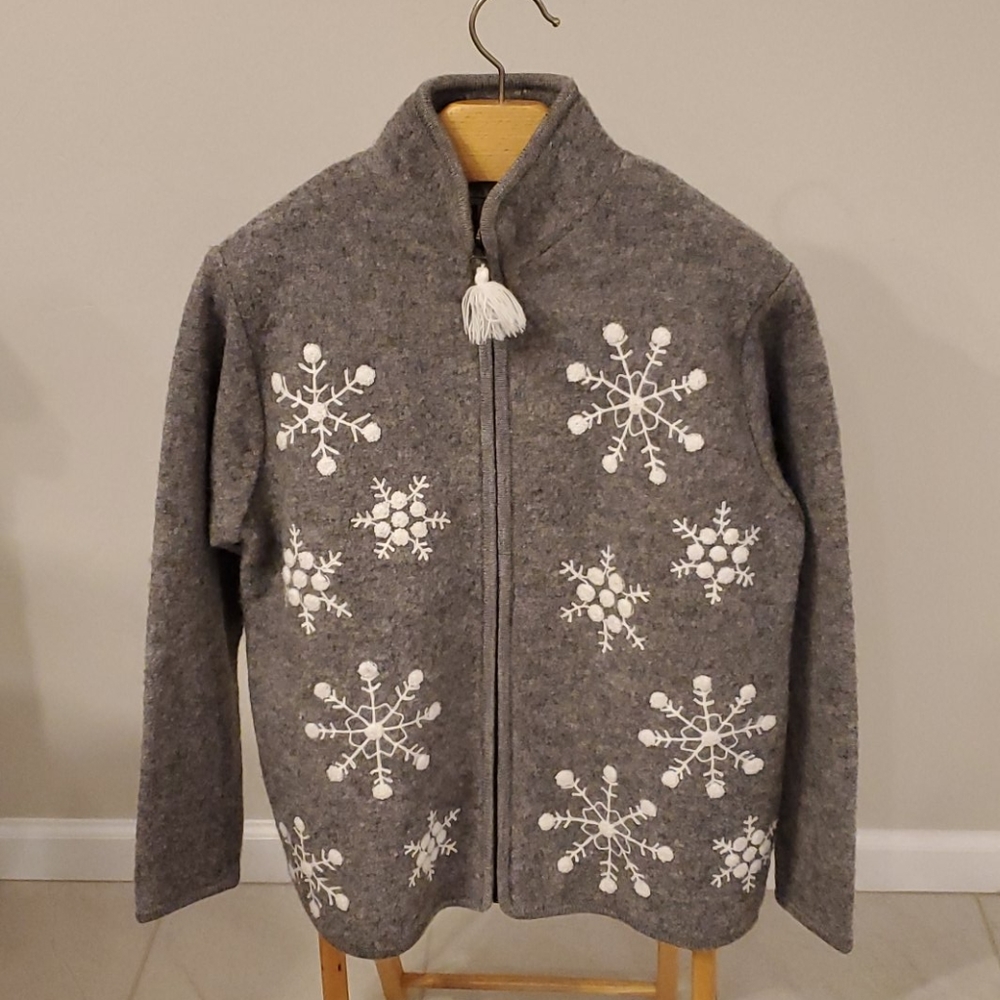 LAURA LEIGH Full Zip Snowflake Sweater Jacket